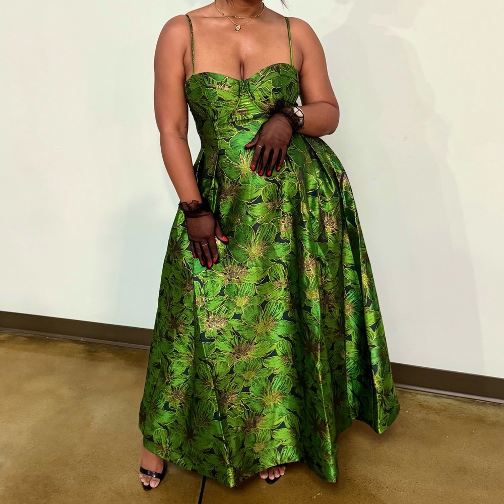 Elegant Green Floral Gown